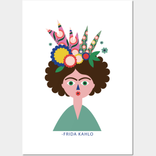 Frida kahlo funny print colorful flowers cactus mexican painter Posters and Art